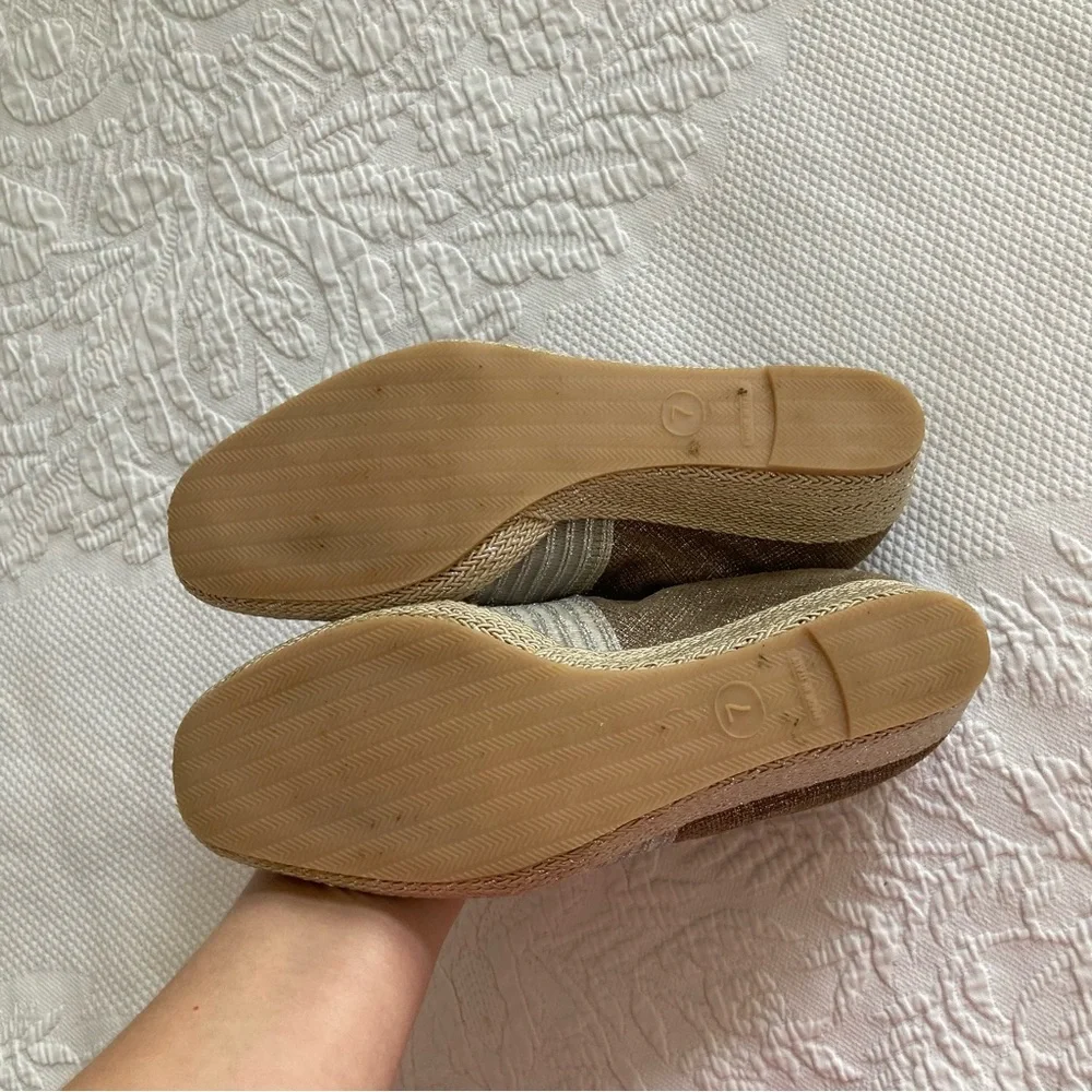 Sesto Meucci Malina slip on espadrille dressy wedge metallic size 7